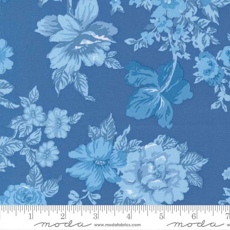 Blueprint 10" Layer Cake, Moda 55330LC, 5" Precut Blue White Green Floral Fabric Squares, Camille Roskelley