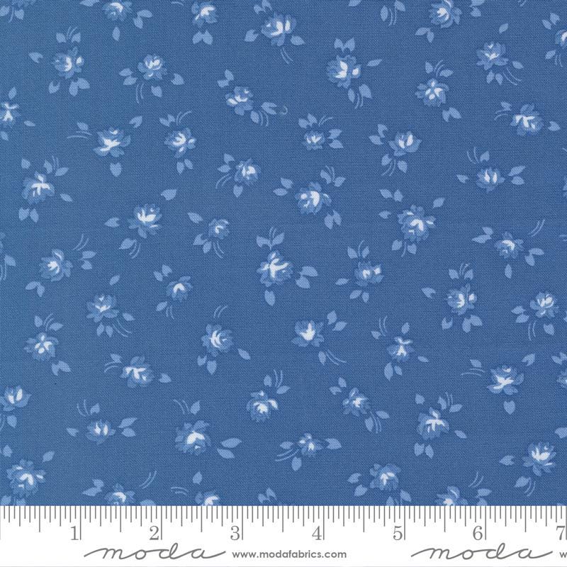Blueprint 5" Charm Pack, Moda 55330PP, Blue White Green Floral Charm Pack Fabric, 5" Precut Fabric Squares, Camille Roskelley