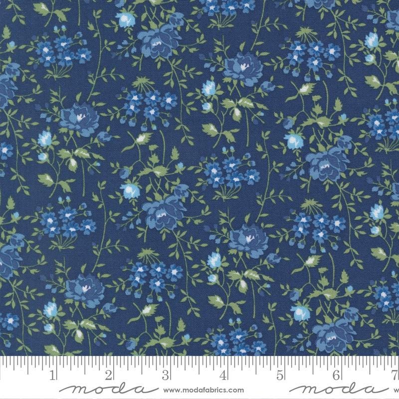 Blueprint 10" Layer Cake, Moda 55330LC, 5" Precut Blue White Green Floral Fabric Squares, Camille Roskelley