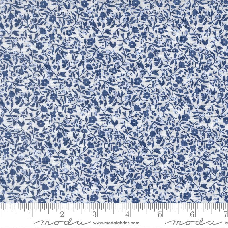Blueprint 10" Layer Cake, Moda 55330LC, 5" Precut Blue White Green Floral Fabric Squares, Camille Roskelley