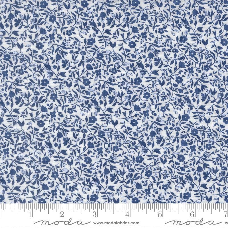 Blueprint 5" Charm Pack, Moda 55330PP, Blue White Green Floral Charm Pack Fabric, 5" Precut Fabric Squares, Camille Roskelley