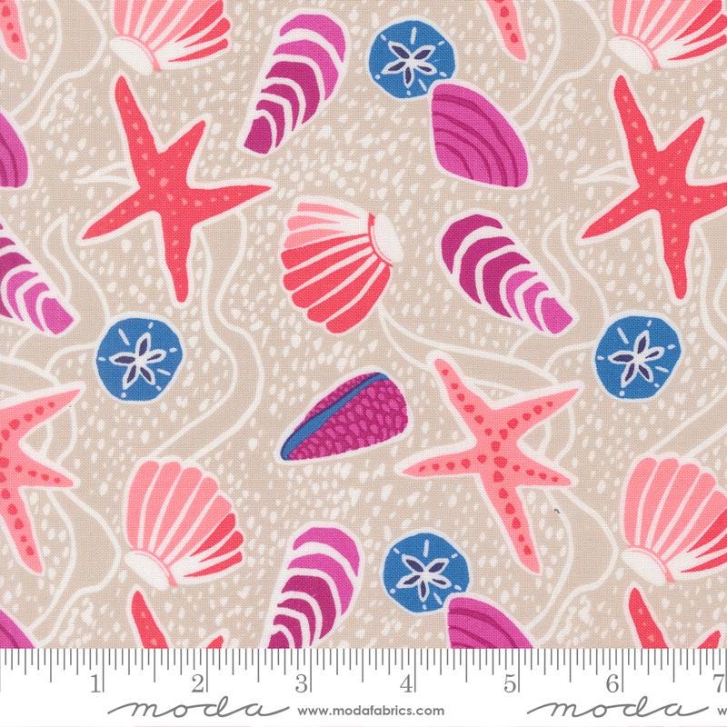 Reef 10" Layer Cake, Moda 27340LC, 10" Precut Blue Pink Green Beige Beach Seashells Fish Ocean Themed Quilt Fabric Squares, Kate Spain