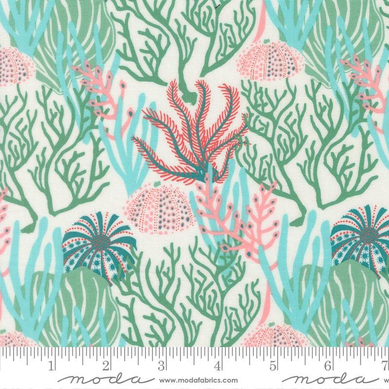 Reef 10" Layer Cake, Moda 27340LC, 10" Precut Blue Pink Green Beige Beach Seashells Fish Ocean Themed Quilt Fabric Squares, Kate Spain