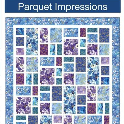 Parquet Impressions Quilt Pattern, Pine Tree Country Quilts PT2181, Yardage Friendly Easy Focal Print Throw Quilt Pattern