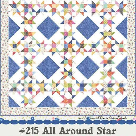 All Around Star Quilt Pattern, Coriander Quilts CQ215, 10" Layer Cake Squares Friendly Stars Surrounding Stars Quilt Pattern, Corey Yoder