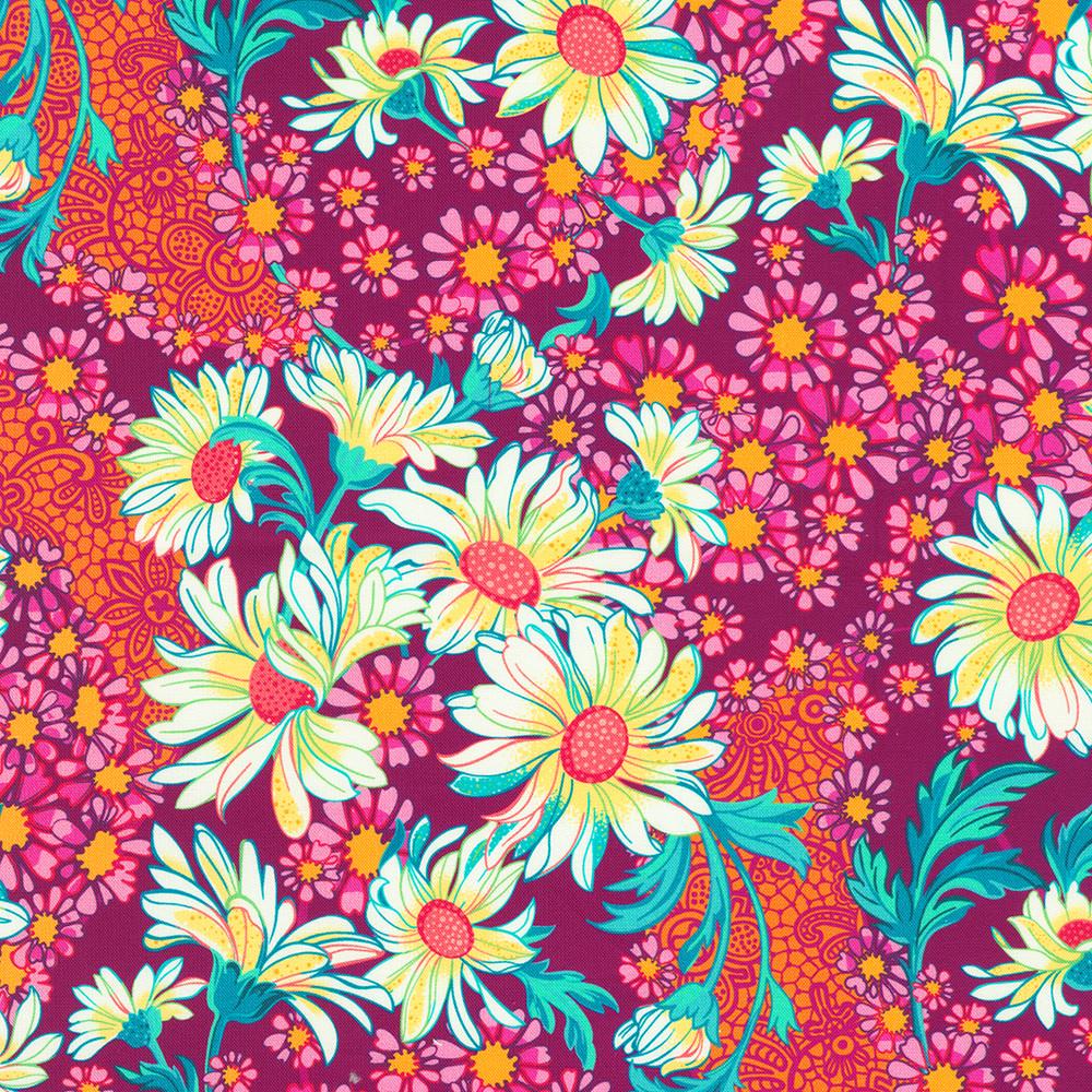 Sunflower Sonata 5" Charm Squares, Robert Kaufman CHS-1330-42, Bright Colorful Digitally Printed Floral 5" Precut Fabric Squares, Lola & Bek