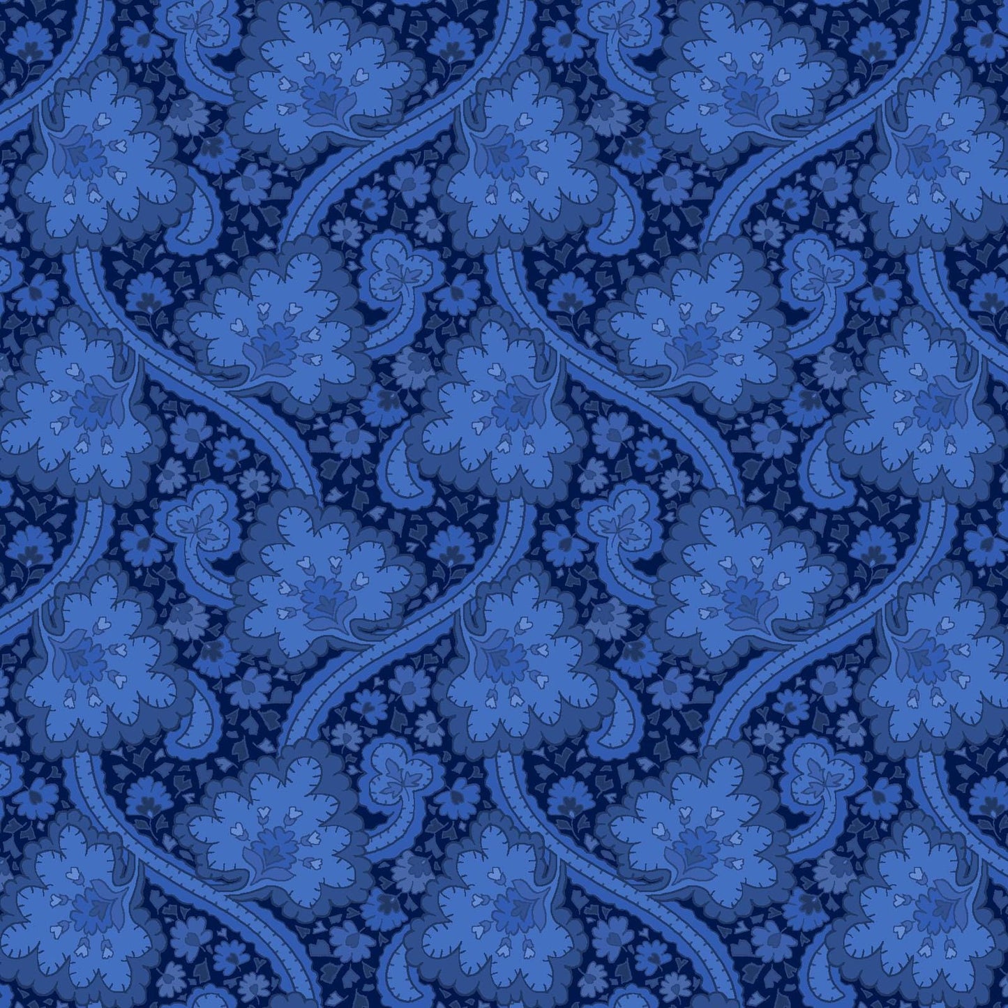 Blue Belle 2.5" Strips, Maywood Studio ST-MASBLBE, 2.5" Precut Blue White Floral Fabric Strips, Floral Fabric Strip Roll