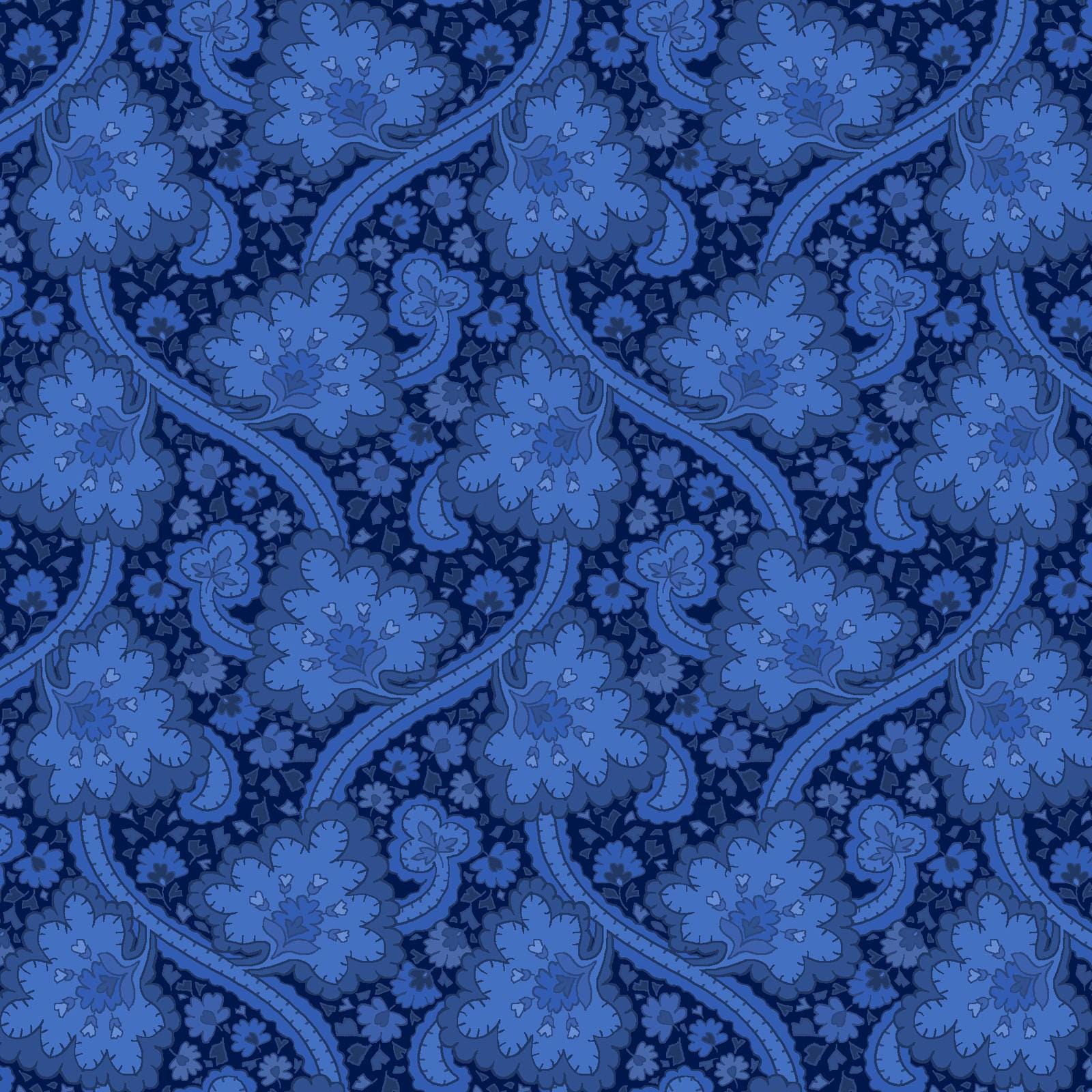 Blue Belle 2.5" Strips, Maywood Studio ST-MASBLBE, 2.5" Precut Blue White Floral Fabric Strips, Floral Fabric Strip Roll