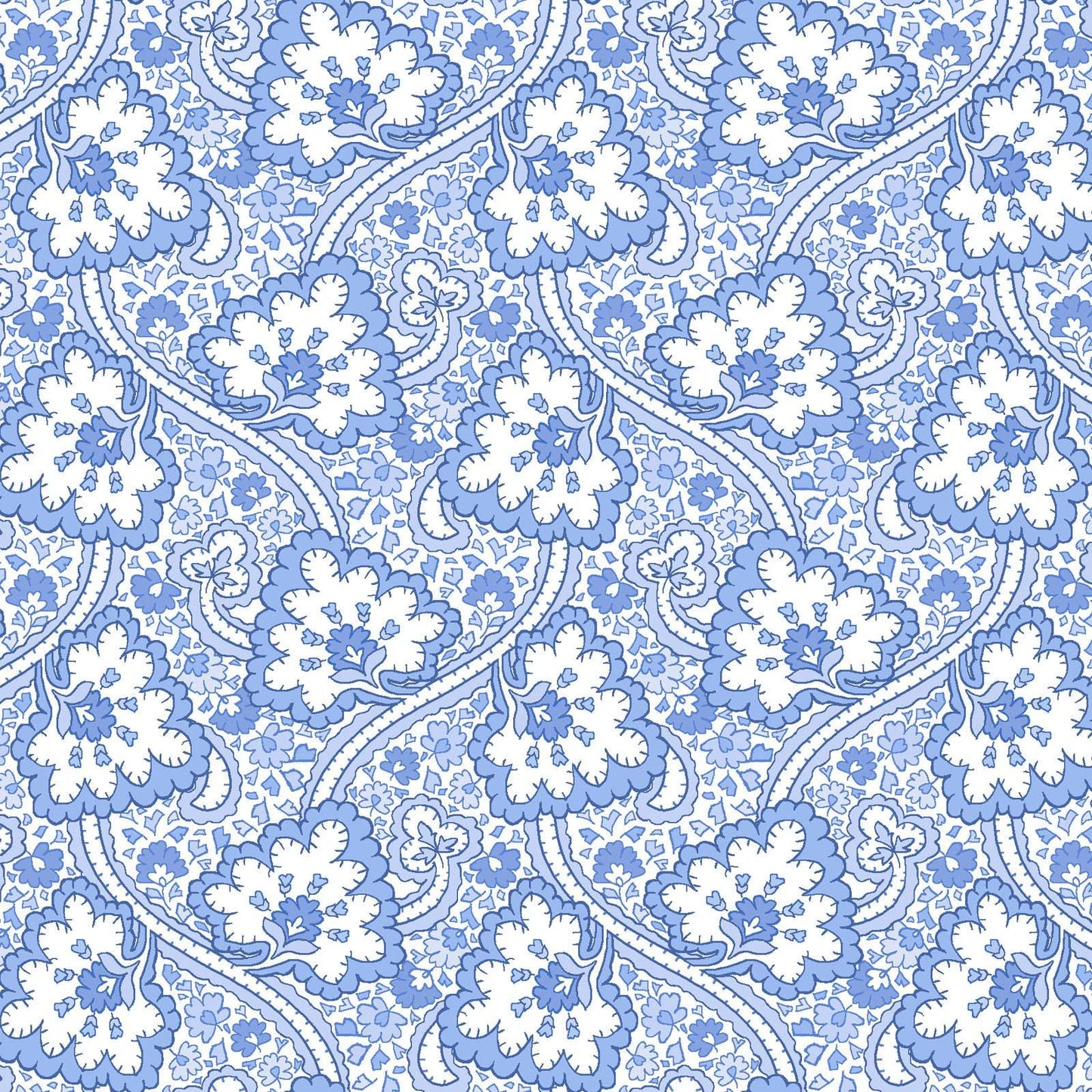 Blue Belle 2.5" Strips, Maywood Studio ST-MASBLBE, 2.5" Precut Blue White Floral Fabric Strips, Floral Fabric Strip Roll