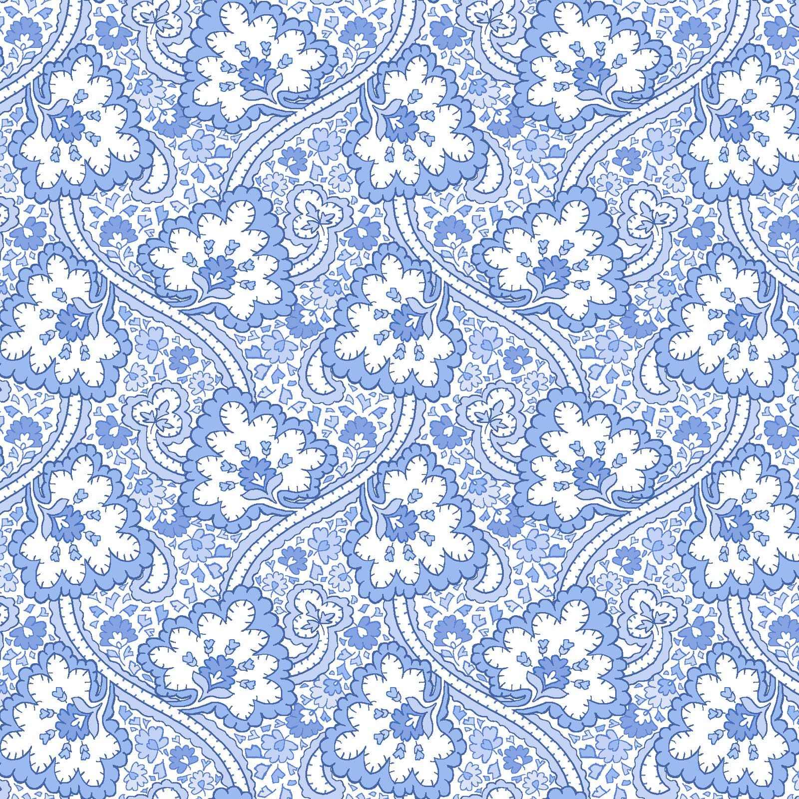 Blue Belle 2.5" Strips, Maywood Studio ST-MASBLBE, 2.5" Precut Blue White Floral Fabric Strips, Floral Fabric Strip Roll