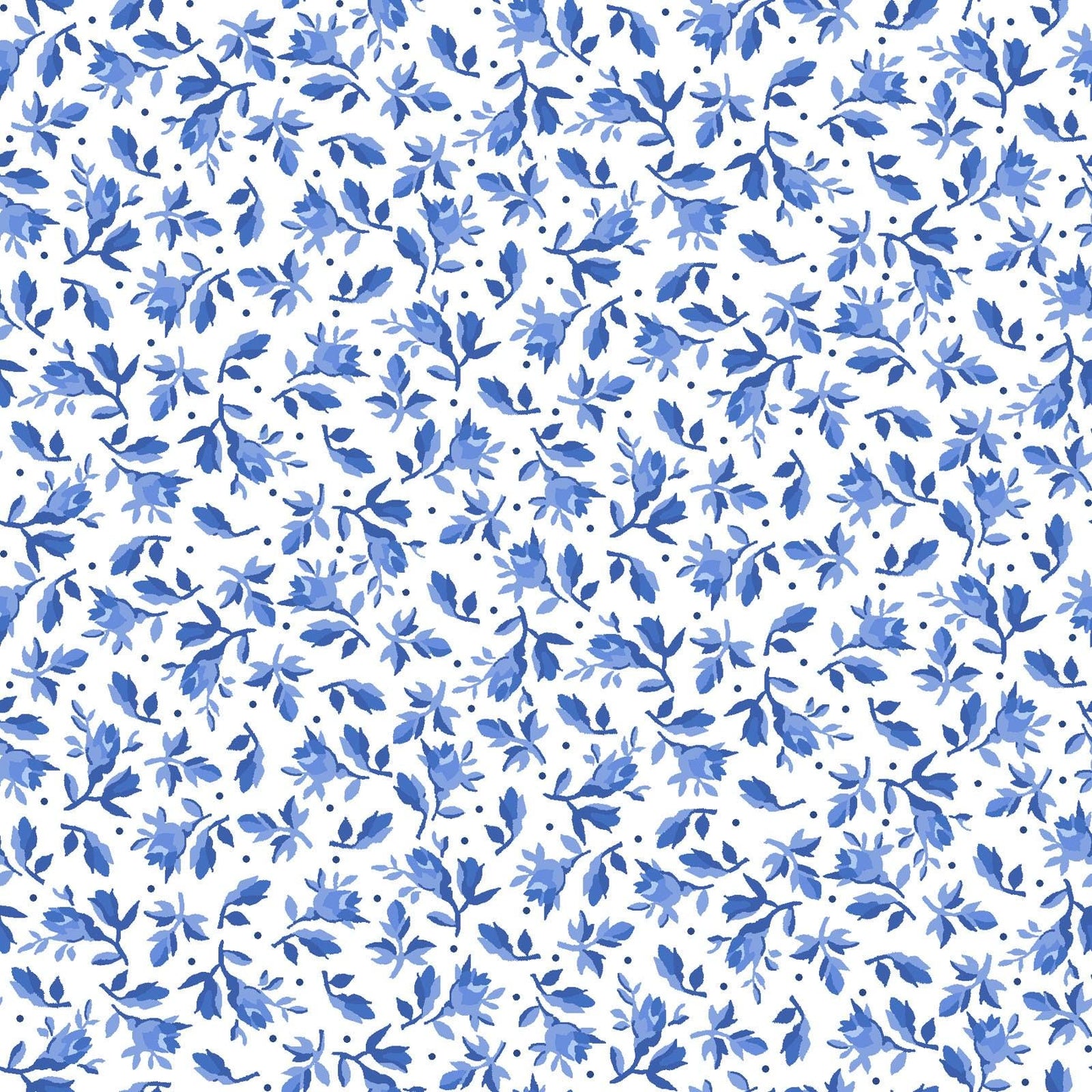 Blue Belle 2.5" Strips, Maywood Studio ST-MASBLBE, 2.5" Precut Blue White Floral Fabric Strips, Floral Fabric Strip Roll