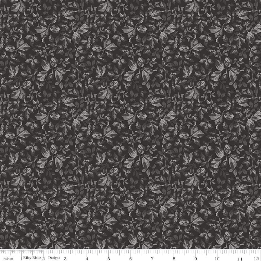 Ink and Ivory Rolie Polie, Riley Blake RP-16910-40, 2.5" Precut Black Cream Gray Floral Fabric Strips
