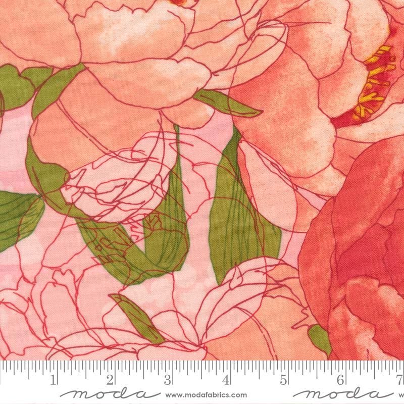 Darling Peony 5" Charm Pack, Moda 48790PP, 5" Precut Pink Red Cream Valentine Wedding Hearts Homes Quilt Fabric Squares, Robin Pickens