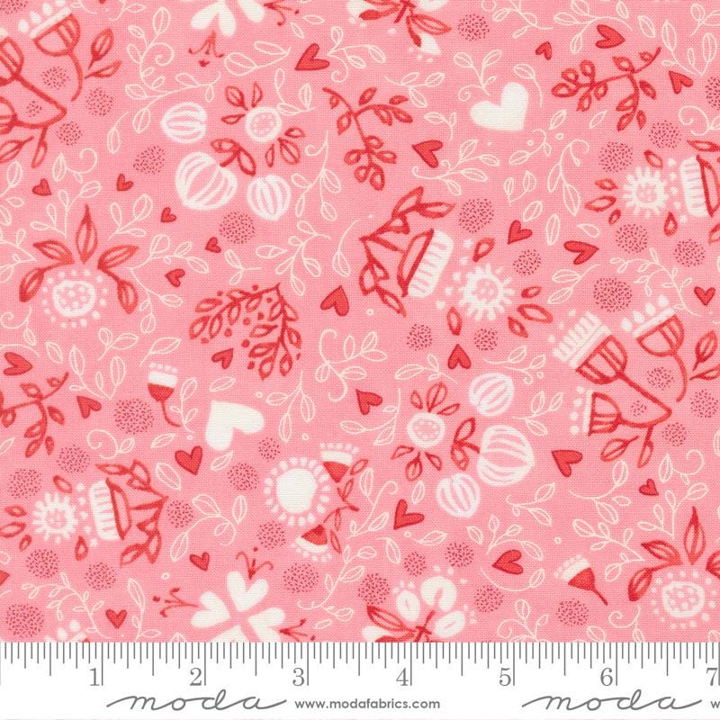 Darling Peony 5" Charm Pack, Moda 48790PP, 5" Precut Pink Red Cream Valentine Wedding Hearts Homes Quilt Fabric Squares, Robin Pickens