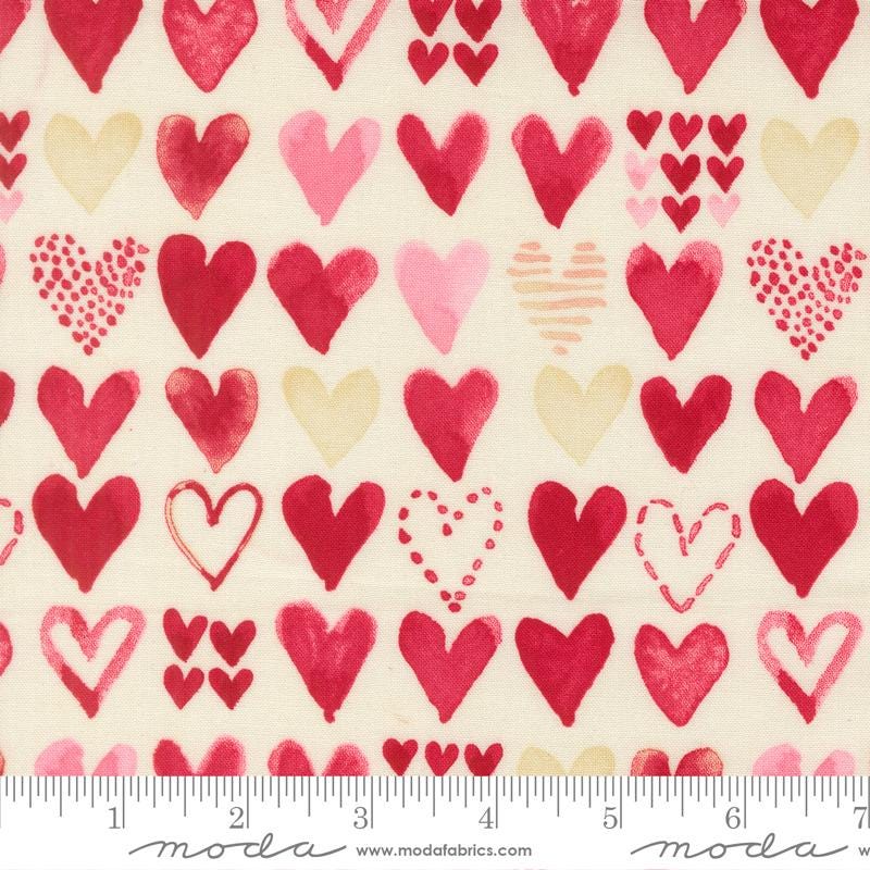 Darling Peony 5" Charm Pack, Moda 48790PP, 5" Precut Pink Red Cream Valentine Wedding Hearts Homes Quilt Fabric Squares, Robin Pickens