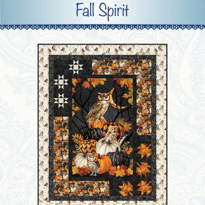 Fall Spirit Panel Frame Quilt Pattern, Bound to Be Quilting BTBQ576, Fabric Panel Friendly Lap Throw Quilt Pattern, Leaves Stars Panel Frame