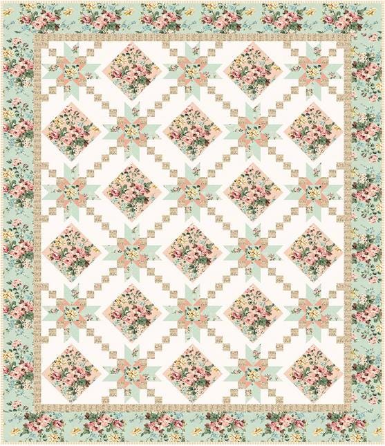 Lavish Quilt Pattern, Material Girlfriends MG120, Yardage Friendly Stars Baby Wall Twin Full King Bed Quilt Pattern