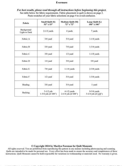 Evermore BOM Quilt Pattern, Quilt Moments QM167, Yardage Friendly Square King Bed Quilt Pattern, Block of the Month Quilt Pattern