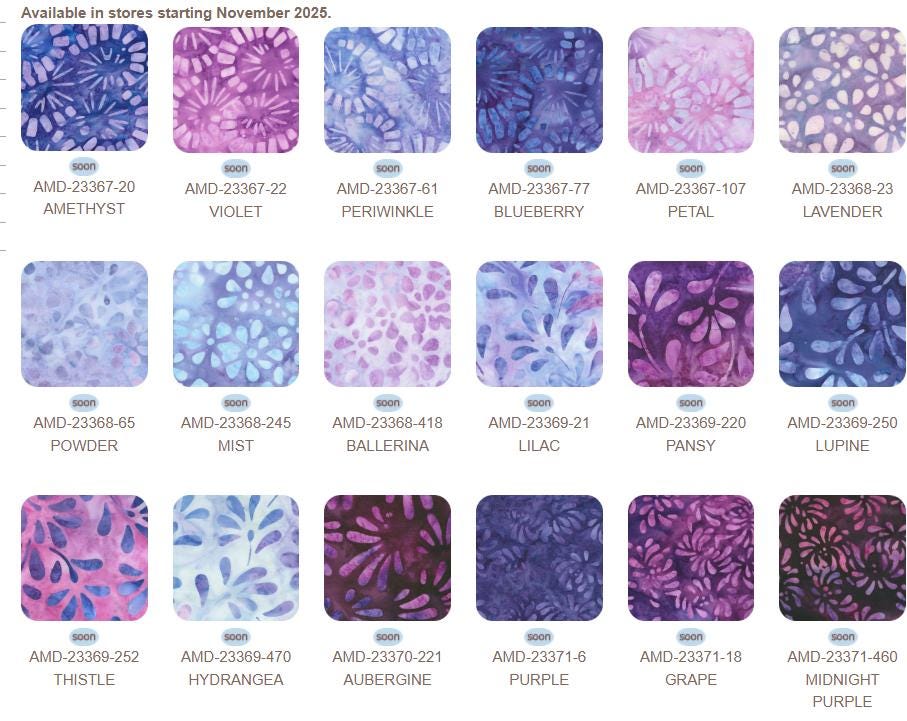 Artisan Batiks - Dancing Petals 2.5" Roll Up, RU-1330-40, Blue Purple Pink Floral Batik Jelly Roll 2.5" Precut Fabric Strips, Robert Kaufman