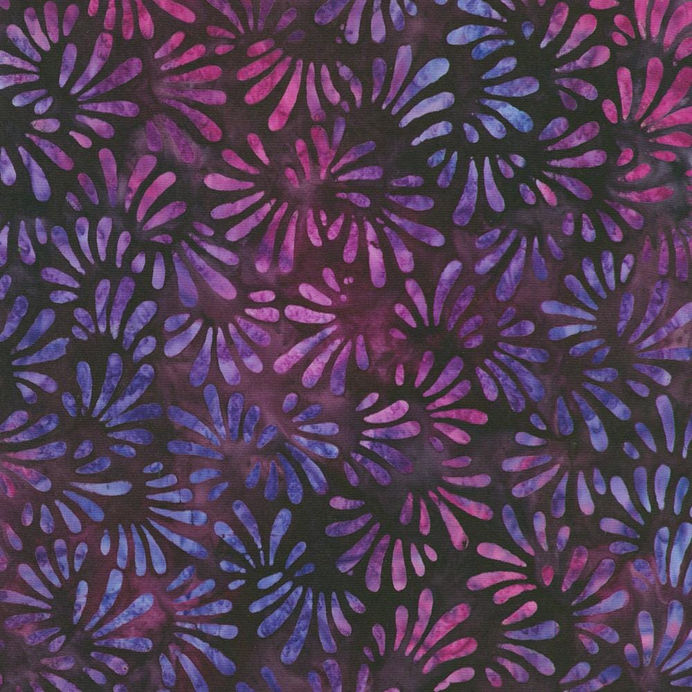Artisan Batiks - Dancing Petals 2.5" Roll Up, RU-1330-40, Blue Purple Pink Floral Batik Jelly Roll 2.5" Precut Fabric Strips, Robert Kaufman