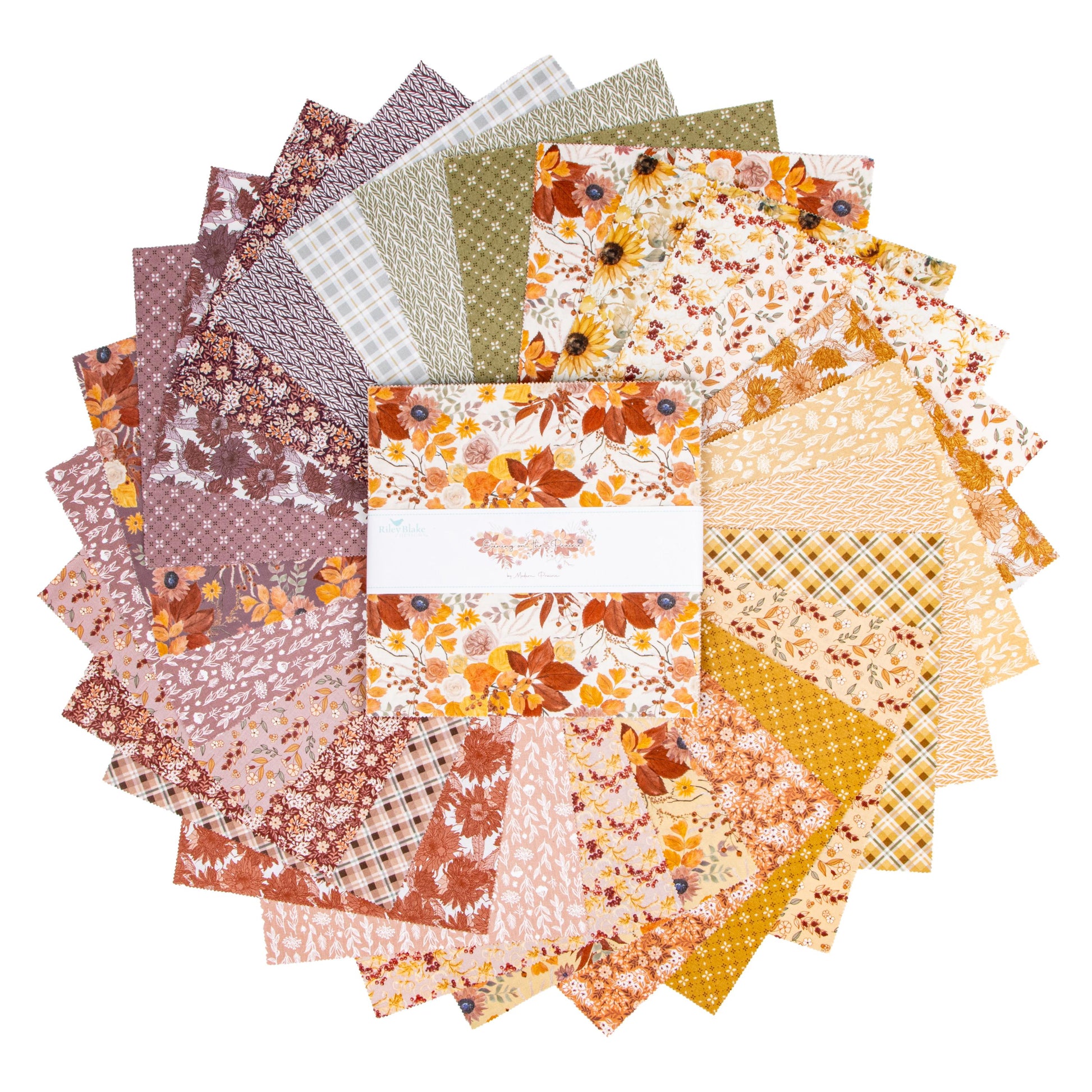 Evening on the Prairie 10" Stacker, Riley Blake 10-16740-42, 10" Precut Dusty Purple Pink Tan Fall Floral Fabric Squares, Melissa Gilbert