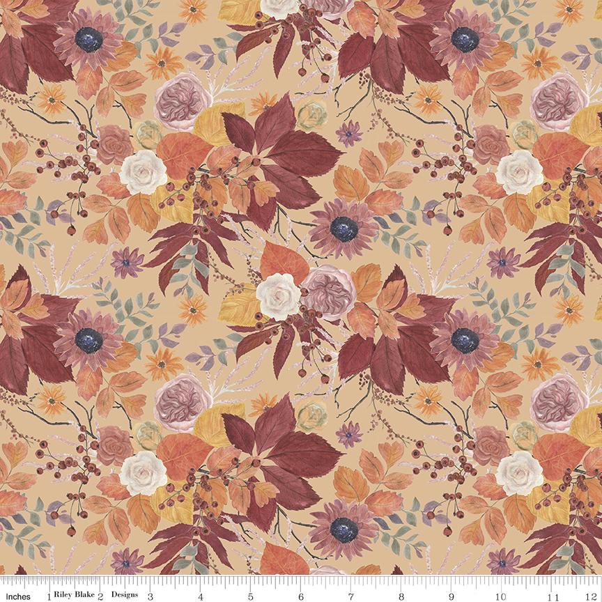 Evening on the Prairie 10" Stacker, Riley Blake 10-16740-42, 10" Precut Dusty Purple Pink Tan Fall Floral Fabric Squares, Melissa Gilbert