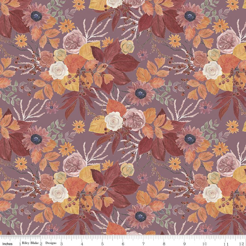 Evening on the Prairie 10" Stacker, Riley Blake 10-16740-42, 10" Precut Dusty Purple Pink Tan Fall Floral Fabric Squares, Melissa Gilbert
