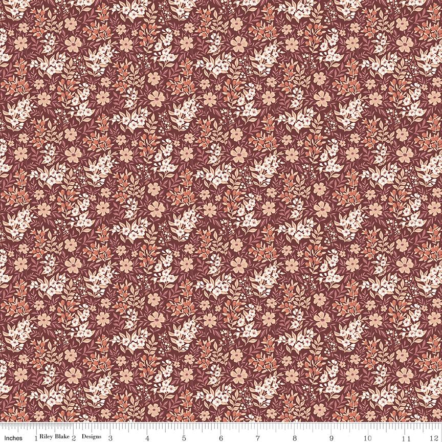 Evening on the Prairie 10" Stacker, Riley Blake 10-16740-42, 10" Precut Dusty Purple Pink Tan Fall Floral Fabric Squares, Melissa Gilbert