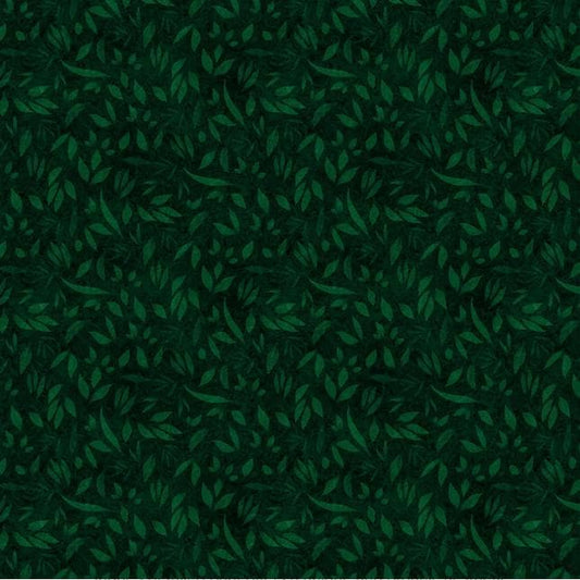 Foliage Fundamentals - Forest Green Tonal Texture Blender Fabric, White Owl W110-002-695, Dark Green Leaves Tonal Fabric, Lumin, By the Yard