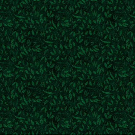REMNANT 25" of Foliage Fundamentals - Forest Green Tonal Texture Blender Fabric, White Owl W110-002-695, Dark Green Leaves Tonal Fabric