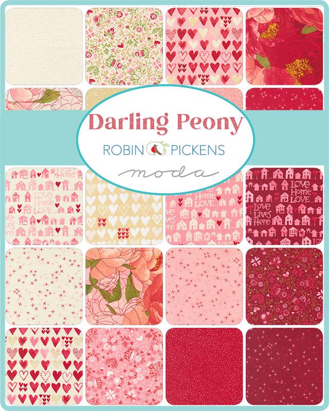 Darling Peony 20 Piece Fat Quarter Bundle, Moda 48790AB, 18 x 22 Fabric Cuts, Large Print Peonies Floral Fabric Bundle, Pickens