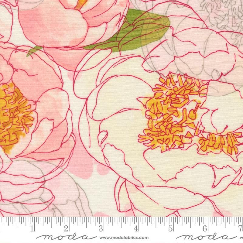 Darling Peony 20 Piece Fat Quarter Bundle, Moda 48790AB, 18 x 22 Fabric Cuts, Large Print Peonies Floral Fabric Bundle, Pickens