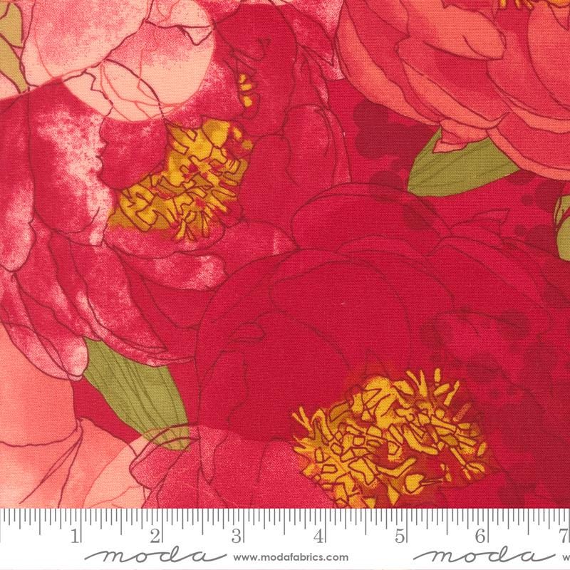 Darling Peony 20 Piece Fat Quarter Bundle, Moda 48790AB, 18 x 22 Fabric Cuts, Large Print Peonies Floral Fabric Bundle, Pickens