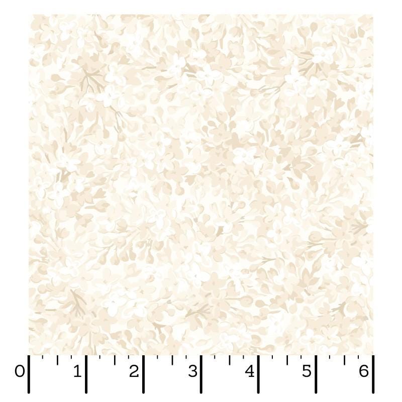 Lilac Lane - Ecru Cream Packed Lilacs Floral Fabric, Maywood Studio MAS10953-E, Quilt Background Cotton Fabric, By the Yard