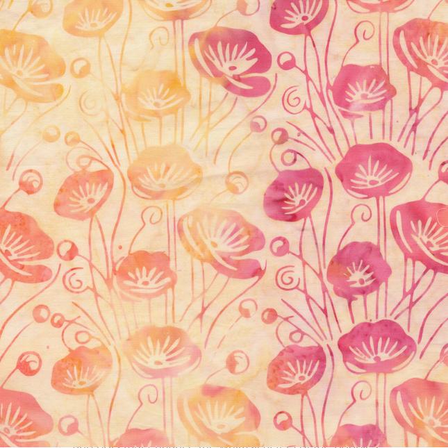 Hello Sunshine Strip Pack, Island Batik, 2.5" Precut Yellow Pink Orange Batik Jelly Roll Fabric Strips