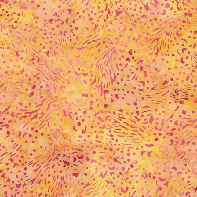 Hello Sunshine Strip Pack, Island Batik, 2.5" Precut Yellow Pink Orange Batik Jelly Roll Fabric Strips
