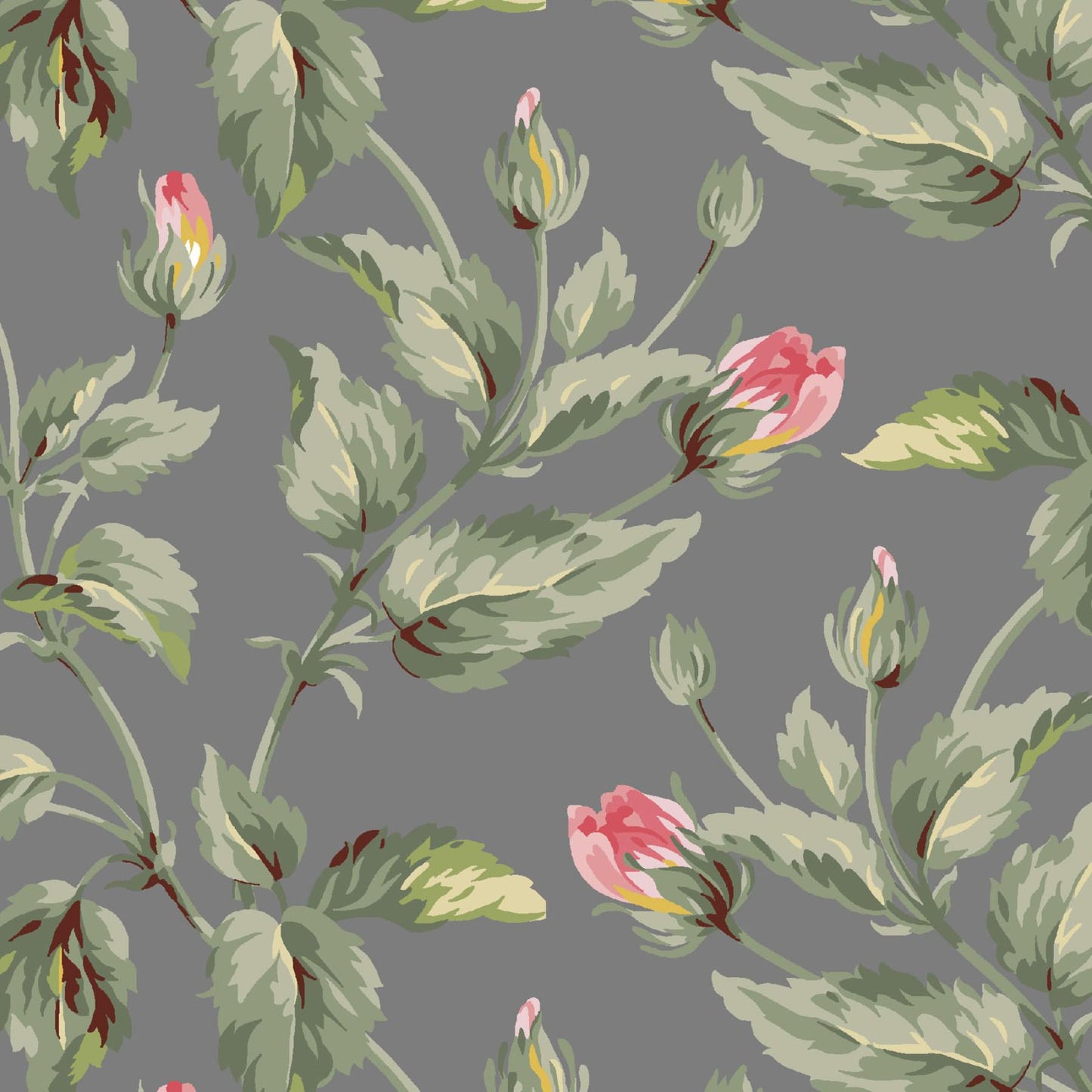 Marlowe 5" Charm Pack, Maywood Studio CP-MASMARL, 5" Precut Pink Black Gray Green Cream Floral Charm Pack Fabric Squares