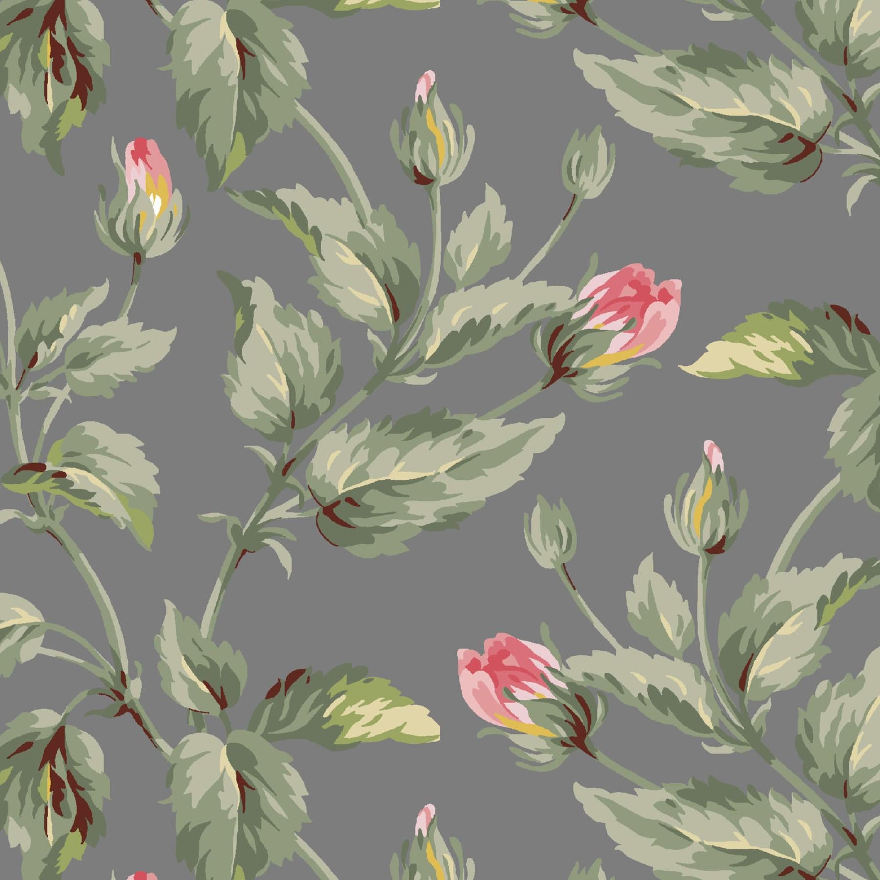 Marlowe 5" Charm Pack, Maywood Studio CP-MASMARL, 5" Precut Pink Black Gray Green Cream Floral Charm Pack Fabric Squares