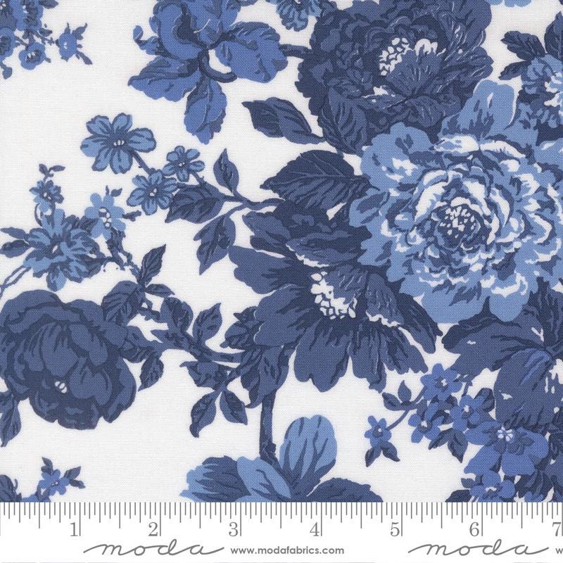 Blueprint 10" Layer Cake, Moda 55330LC, 5" Precut Blue White Green Floral Fabric Squares, Camille Roskelley