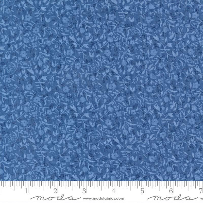 Blueprint 5" Charm Pack, Moda 55330PP, Blue White Green Floral Charm Pack Fabric, 5" Precut Fabric Squares, Camille Roskelley