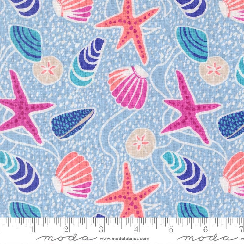Reef 10" Layer Cake, Moda 27340LC, 10" Precut Blue Pink Green Beige Beach Seashells Fish Ocean Themed Quilt Fabric Squares, Kate Spain