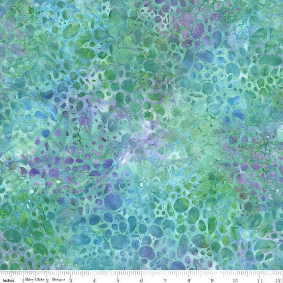 Expressions Batiks Plant Based - Blue Green Purple Abstract Batik Fabric, Riley Blake BT23323-280 Winter Mint, By the Yard