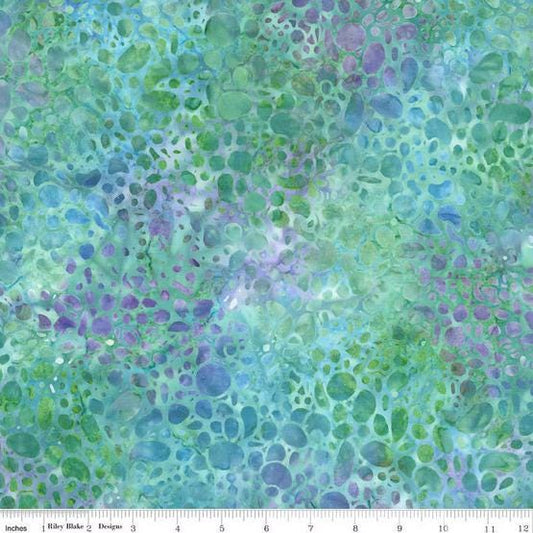 Expressions Batiks Plant Based - Blue Green Purple Abstract Batik Fabric, Riley Blake BT23323-280 Winter Mint, By the Yard