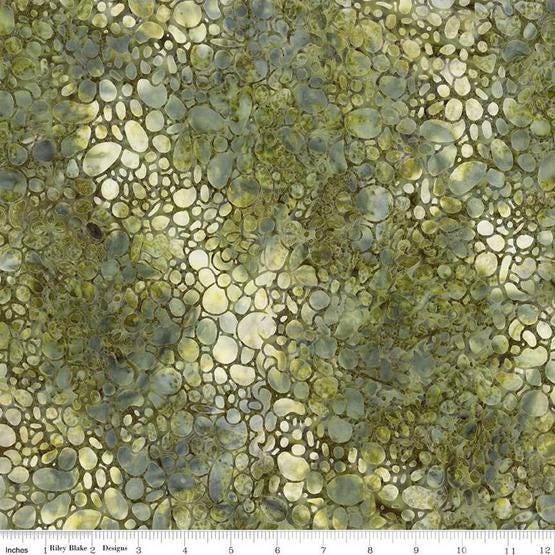 Expressions Batiks Plant Based - Olive Green Cream Abstract Batik Fabric, Riley Blake BT23323-323 Khaki, By the Yard