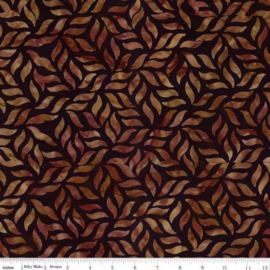 Expressions Batiks Divine Vines - Black Brown Geometric Batik Fabric, Riley Blake BT23301-168 Black Bean, By the Yard