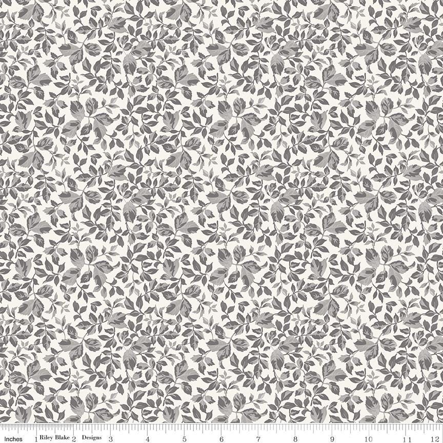 Ink and Ivory 10" Stacker, Riley Blake 10-16910-42, 10" Precut Black Cream Gray Floral Quilt Fabric Squares