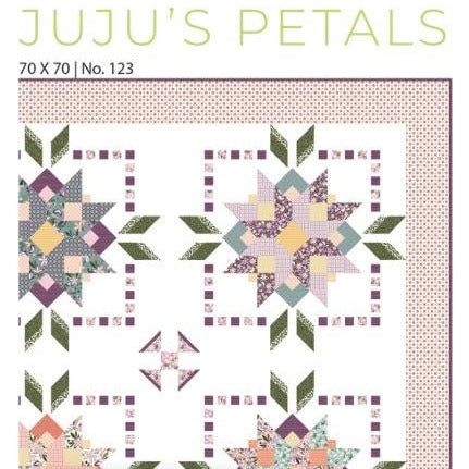 Juju's Petals Quilt Pattern, Judi Madsen JMP123, Yardage Friendly Flower Throw Bed Quilt Pattern, Square Quilt Pattern
