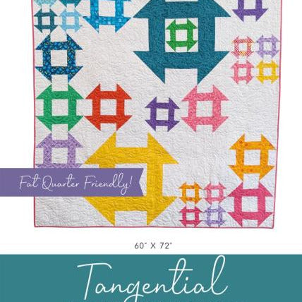 Tangential Quilt Pattern, Slightly Biased Quilts SBQ102, Fat Eighths Quarters F8 FQ Friendly Churn Dash Throw Quilt Pattern