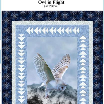 Owl in Flight Panel Quilt Pattern, Castilleja Cotton CJC-53852, Flying Geese Framed Fabric Panel Quilt Pattern, Panel Friendly