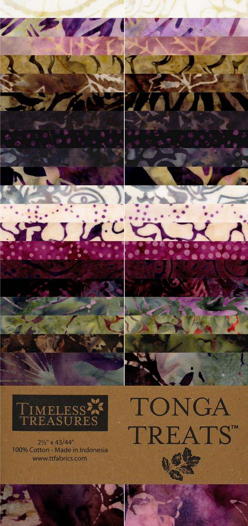 Tonga Chateau 2.5" Strips, Timeless Treasures Treat-Strip40 Chateau, 2.5" Precut Burgundy Maroon Cream Brown Green Batik Fabric Strips